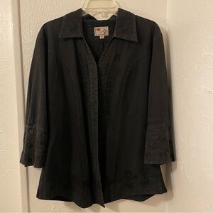 Vintage Y2K Scully Black Embroidered Western Shirt Jacket Womens 2X 100% Cotton
